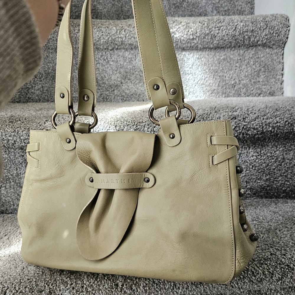 Lamarthe beige leather shoulder bag